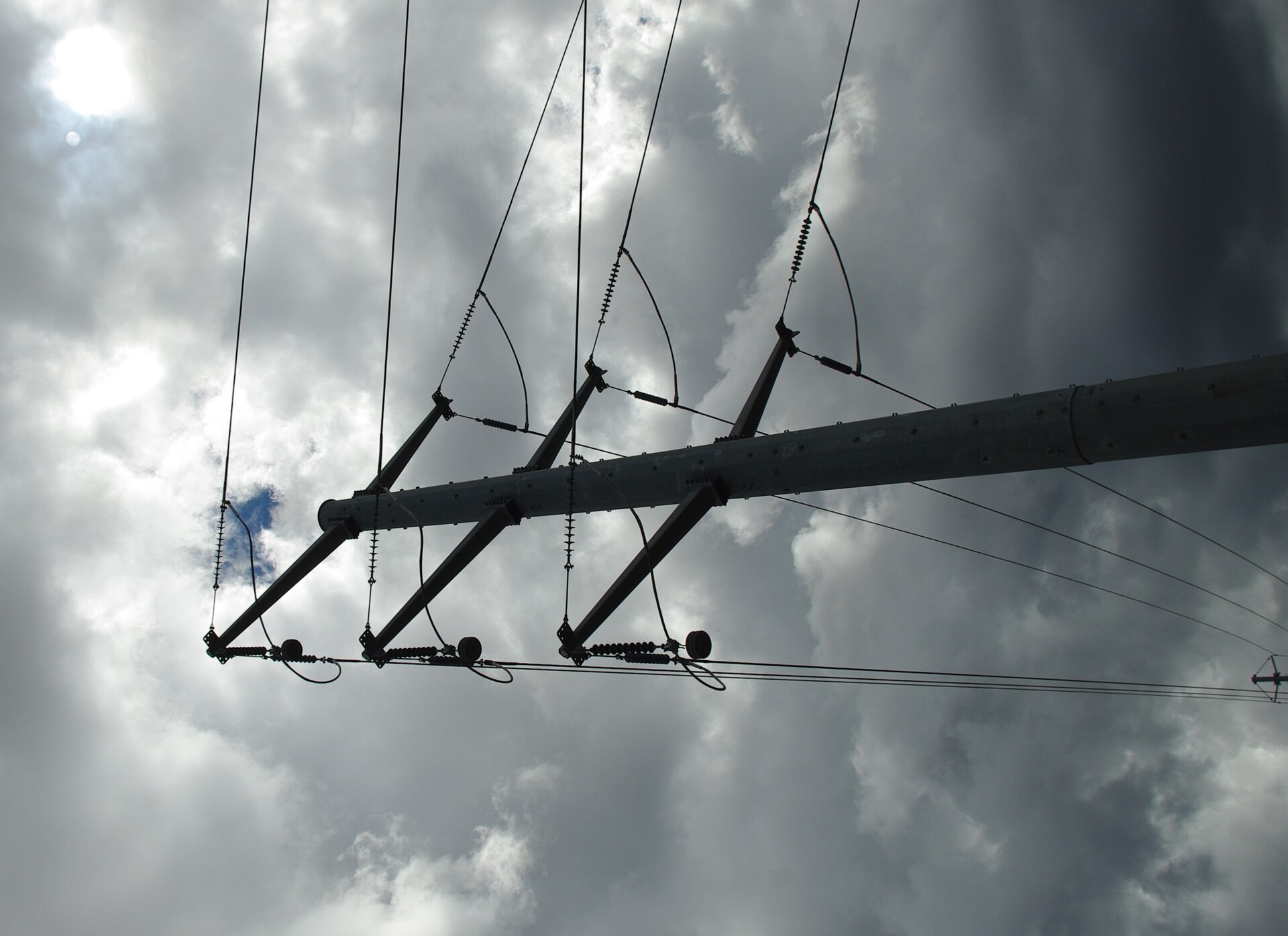 Transmission lines leaving an electrical substation