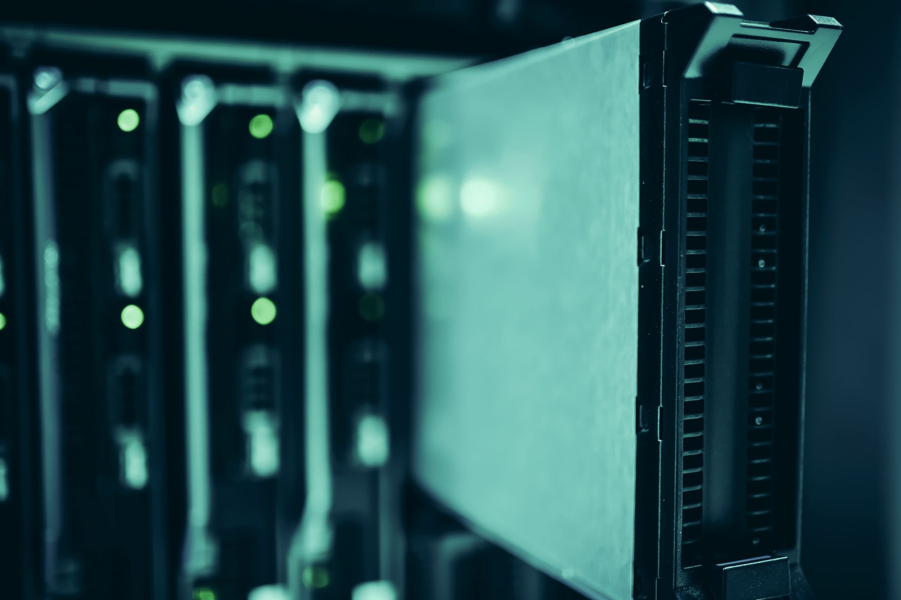 Rows of server racks inside a data centre